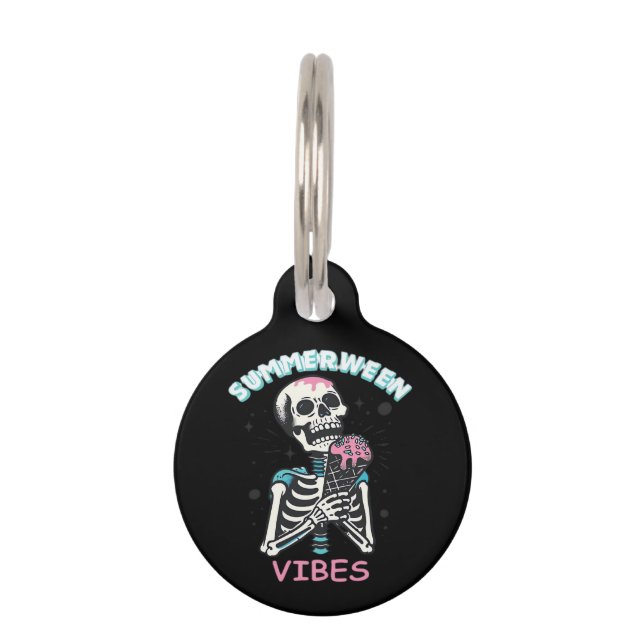 Placa Para Mascotas Summerween Vibes Spooky Summer Pumpkin Classic (Anverso)