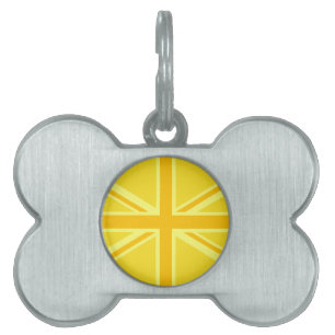 Placa Para Mascotas Sunny Yellow Union Jack British Flag Decour