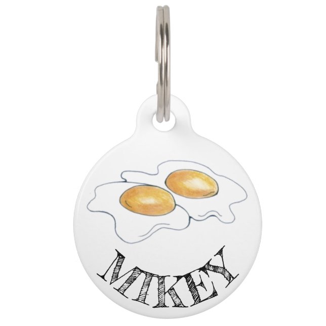 Placa Para Mascotas Sunnyside Up Fried Breakfast Huevos Sunny Side Egg (Anverso)