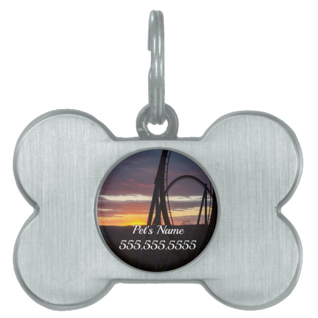 Placa Para Mascotas Sunset Over Wilfire Pet Tag (Frente)