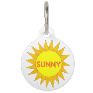 Placa Para Mascotas Sunshine verano amarillo personalizado y soleado