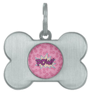 Placa Para Mascotas Superhéroe de cáncer de mama