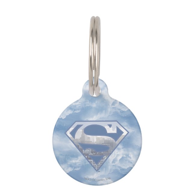 Placa Para Mascotas Superman S-Shield | Logo de la Ciudad Azul claro