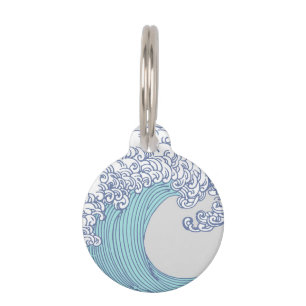 Placa Para Mascotas Surf asiático japonés ondea arte oceánico
