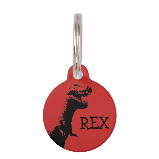 Placa Para Mascotas T-rex personalizado (Anverso)