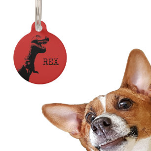 Placa Para Mascotas T-rex personalizado