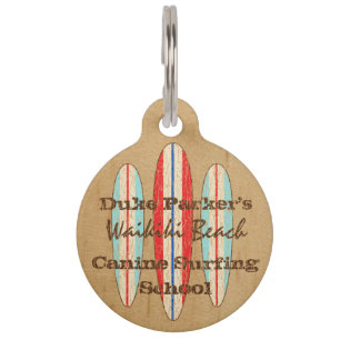 Placa Para Mascotas Tablas hawaianas del Hawaiian del monograma del