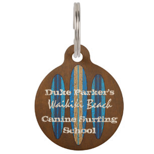 Placa Para Mascotas Tablas hawaianas del Hawaiian del monograma del