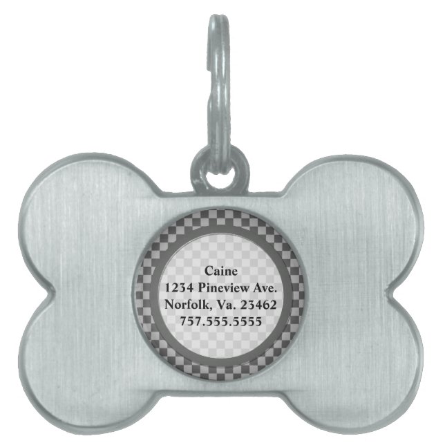 Placa Para Mascotas Tablero de control de combinación gris de Shirley  (Frente)
