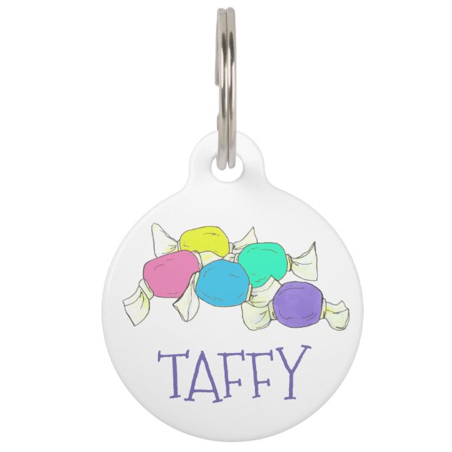 Placa Para Mascotas Taffy the Dog Boardwalk Salt Water Candy Beach (Anverso)