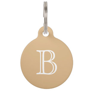 Placa Para Mascotas Tan Beige Monograma inicial