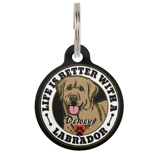 Placa Para Mascotas Tan Labrador Personalizada Es Mejor (Anverso)