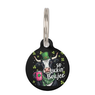 Placa Para Mascotas Tan Suerte Boujee Retro Día de San Patricio