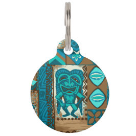 Placa Para Mascotas Tapa hawaiano del vintage de Pomaika'i Tiki