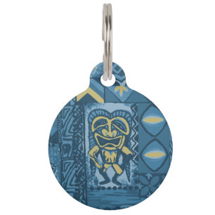 Placa Para Mascotas Tapa hawaiano del vintage de Pomaika'i Tiki