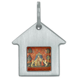 Placa Para Mascotas Tapestries de Unicorn Lady Legend Medieval
