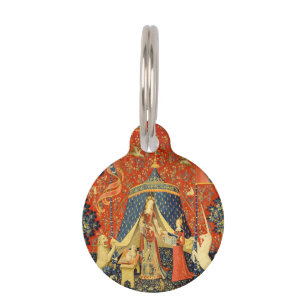 Placa Para Mascotas Tapestries de Unicorn Lady Legend Medieval