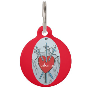 Placa Para Mascotas Tarjeta Tarot 3 Espadas Thunder_Cove