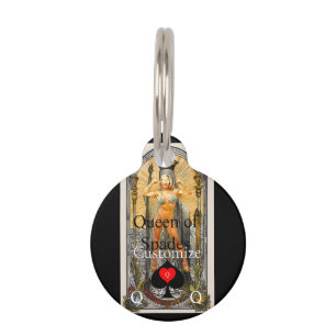 Placa Para Mascotas Tarot Card Queen of Spades Thunder_Cove