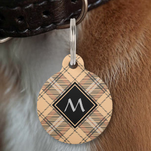 Placa Para Mascotas Tartan beige y marrón