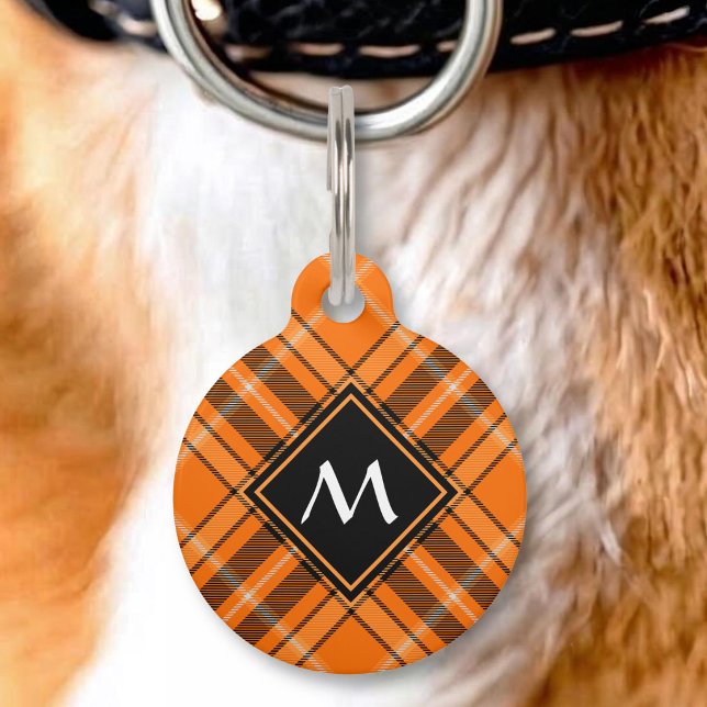 Placa Para Mascotas Tartan Naranja de Halloween (Subido por el creador)