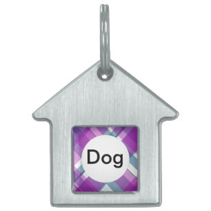 Placa Para Mascotas Tartán púrpura