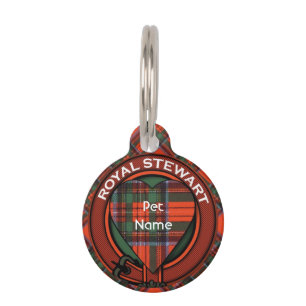 Placa Para Mascotas Tartán real del escocés de la tela escocesa del