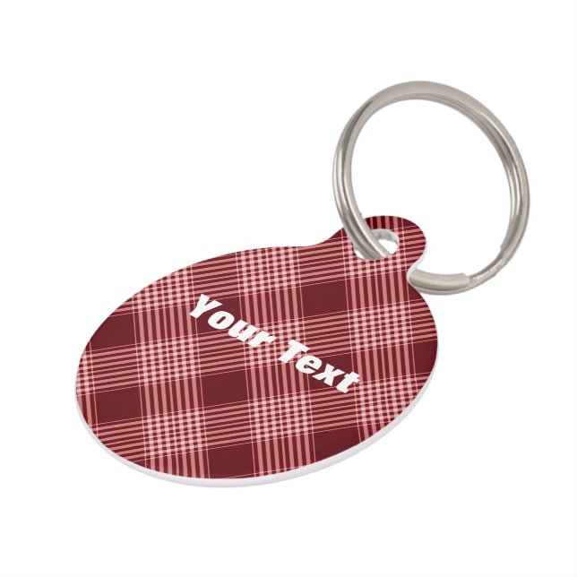 Placa Para Mascotas Tartán Rojo Y Blanco (Lateral)