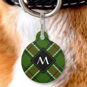 Placa Para Mascotas Tartan verde, negro, rojo y blanco
