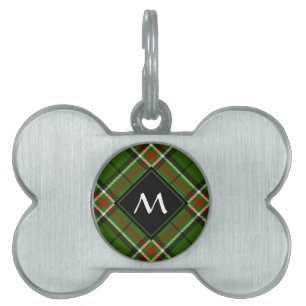 Placa Para Mascotas Tartán verde, negro, rojo y blanco