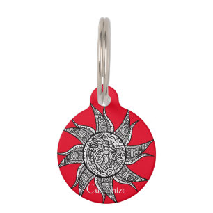 Placa Para Mascotas Tatuaje de sol estilo henna Thunder_Cove
