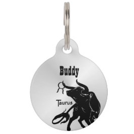 Placa Para Mascotas Tauro poderoso el zodiaco de Bull