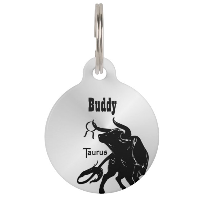 Placa Para Mascotas Tauro poderoso el zodiaco de Bull (Anverso)