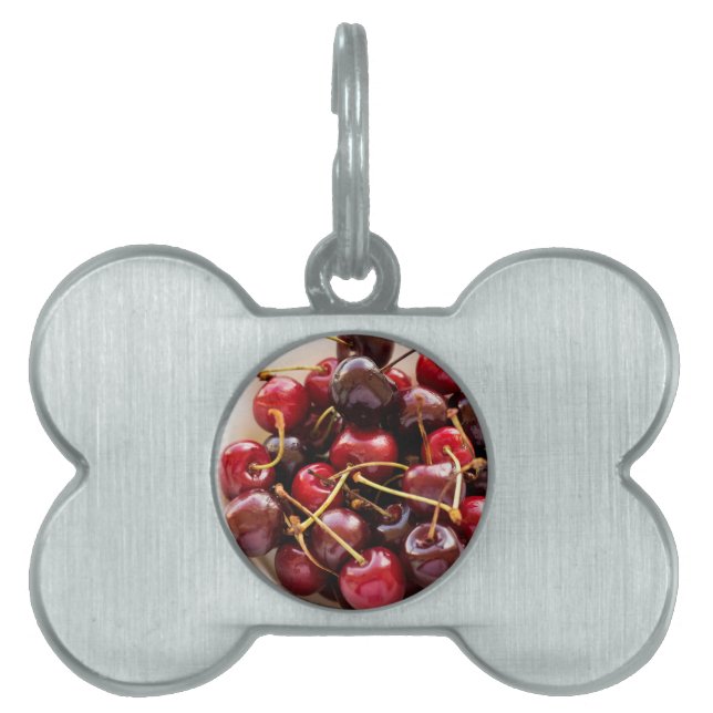 Placa Para Mascotas tazón de cerezas (Frente)