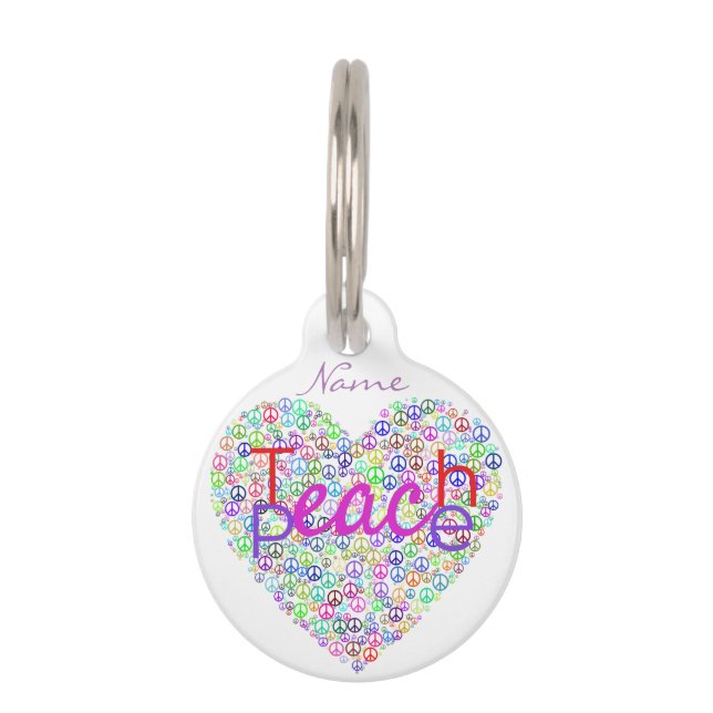 Placa Para Mascotas Teach Peace Heart Thunder_Cove (Anverso)