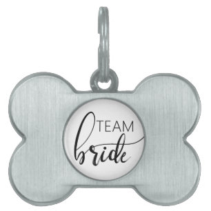 Placa Para Mascotas Team Bride Elegant Minimalista Dog Bone Pet Tag
