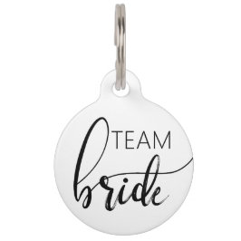 Placa Para Mascotas Team Bride Elegant Minimalista Dog Round Pet Tag