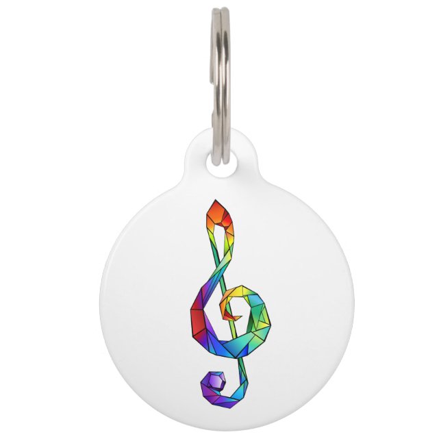 Placa Para Mascotas Tecla musical arcoiris tremendo clef (Anverso)