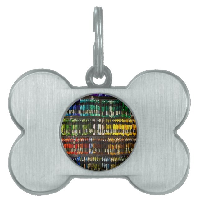 Placa Para Mascotas Tejido abstracto multicolor (Frente)