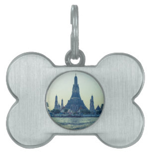 Placa Para Mascotas Templo Wat Arun con río Bangkok