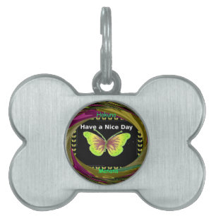 Placa Para Mascotas Ten un buen día: el arte de las mariposas infinita