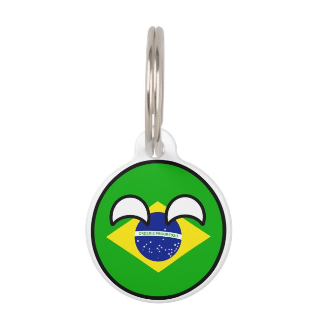 Placa Para Mascotas Tendencia divertida Geeky Brasil Countryball (Anverso)