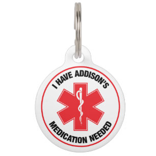 Placa Para Mascotas Tengo Alerta Médica de Addison  Se Necesita Medica