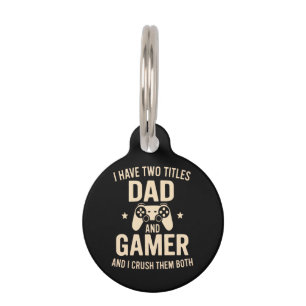 Placa Para Mascotas Tengo Dos Títulos Papá Y Jugador Divertido Padre D