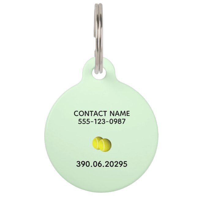Placa Para Mascotas Tenis Dobles Verde (Reverso)