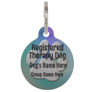 Placa Para Mascotas Terapia ID de perro - azul púrpura