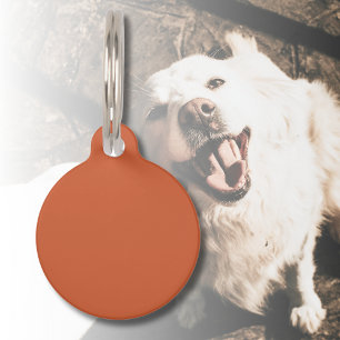 Placa Para Mascotas Terracotta Naranja Color sólido Cálido y Diseño Te