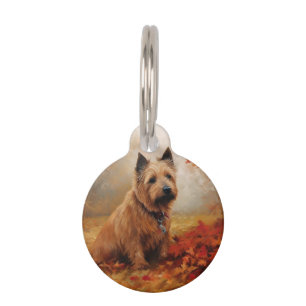 Placa Para Mascotas Terrier Australiano en Otoño Hojas Caídas Inspiran