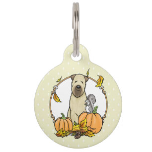 Placa Para Mascotas Terrier de Trigo de Otoño (wheaten 1b2) Calabazas