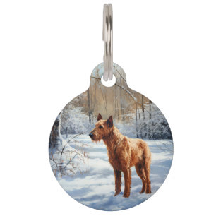 Placa Para Mascotas Terrier Irlandés Deja que nieve Navidad